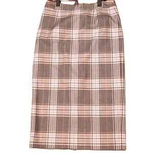 Halogen Lined Back Zip Plaid Pencil Skirt Sz 6 in Black Multi Lillian Check NWT